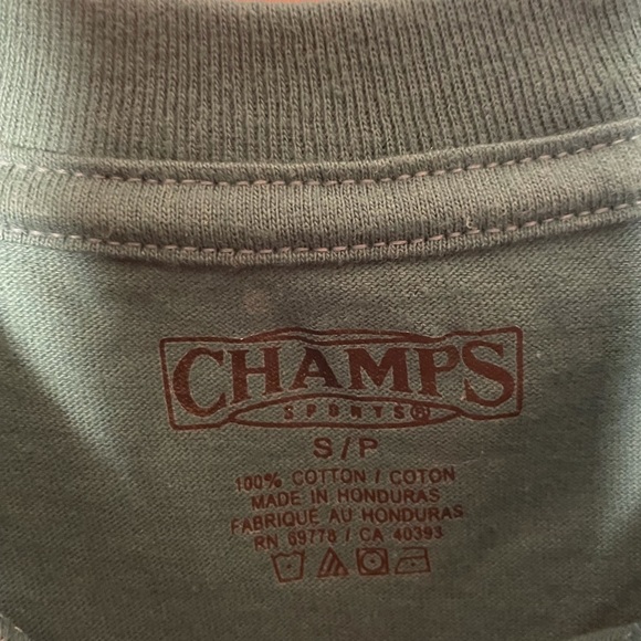 Champs Sports Green Basic Short Sleeve Crew Neck Mens Cotton Tee T-Shirt Small - Picture 3 of 3